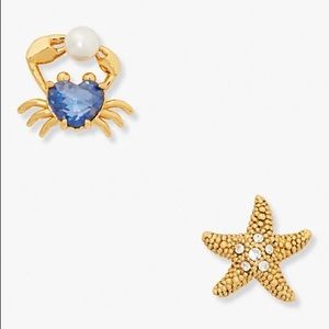 Kate Spade Sea Star Starfish and Crabs Studs NWT